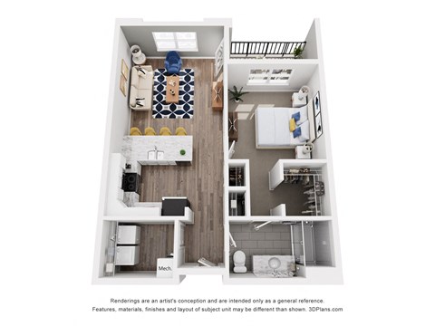 The Orion 1 Bedroom Floor Plan